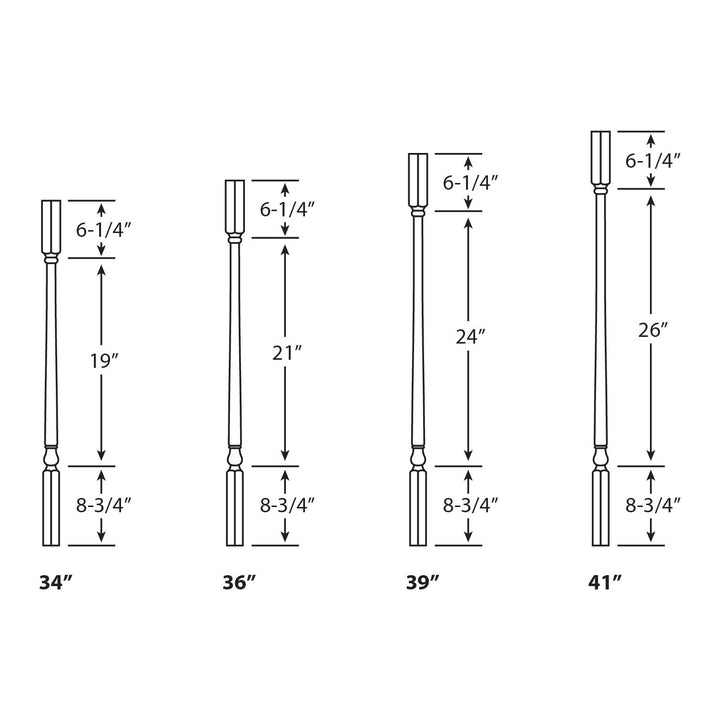 5141 | Wood Baluster | Colonial Square Top | 1-1/4"